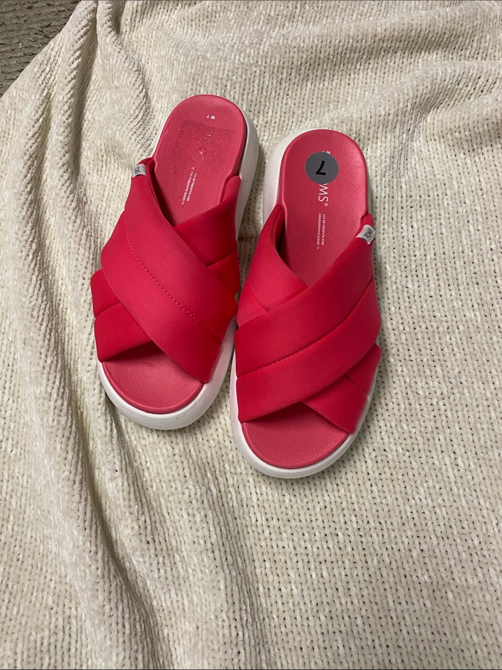 Tom’s brand Slip-On Crisscross Slide Sandals - deep pink